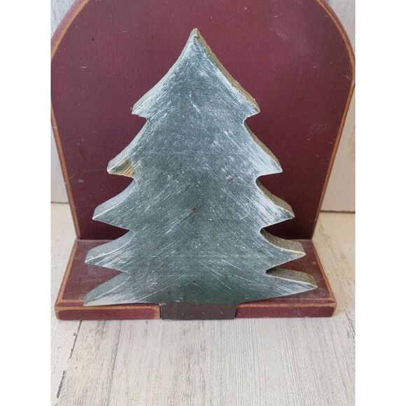 Wooden Christmas pine tree mail holder folk art Xmas home decor figure - Picture 2 of 9